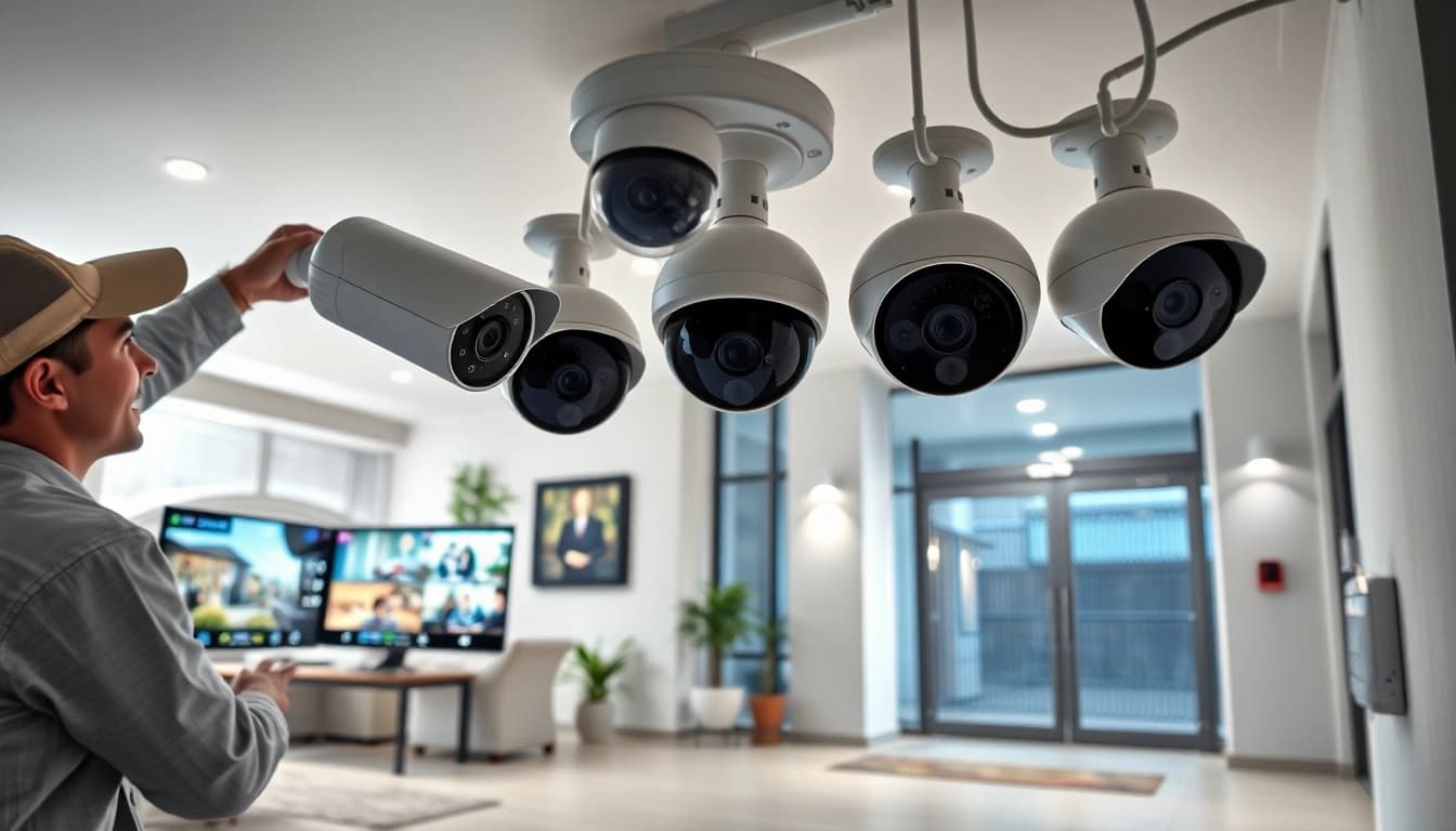 Cámaras Dahua instaladas en un sistema de seguridad moderno que destaca tecnología avanzada e instalación profesional