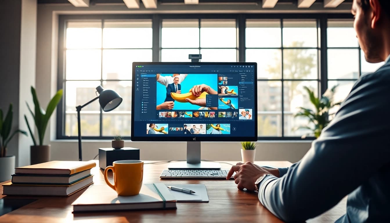 Empowering image editing with Nano Banana Pro in a modern workspace setup.
