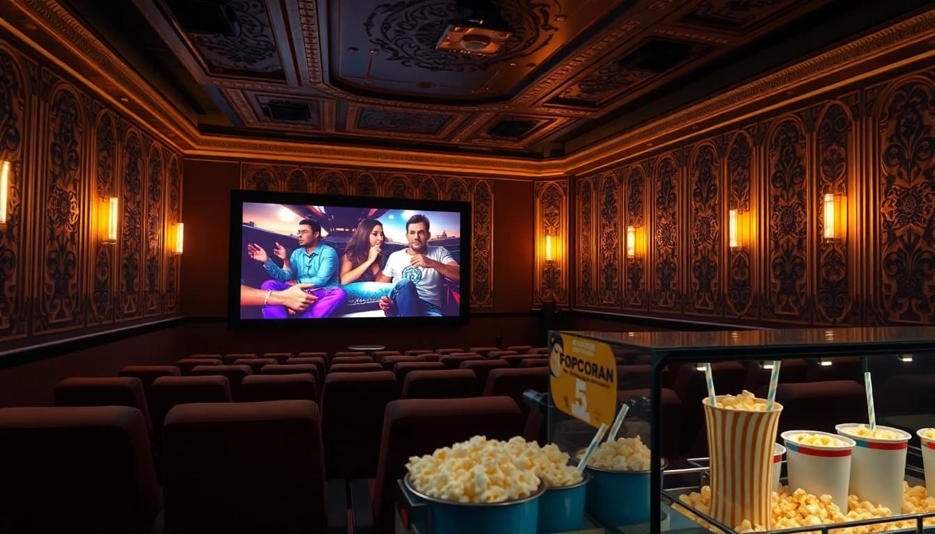 ดูหนัง ที่โรงภาพยนตร์พร้อมขนมตบแต่งบรรยากาศอบอุ่น