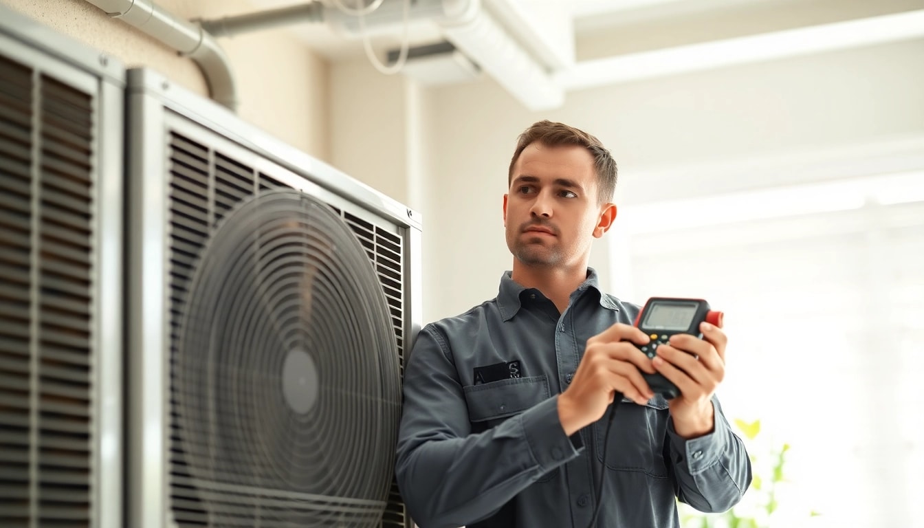 HVAC technician servicing an American Standard HVAC dealer system to ensure optimal performance.