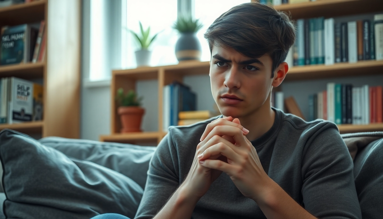 Understanding anxiety symptoms through the portrayal of a person expressing emotional stress.