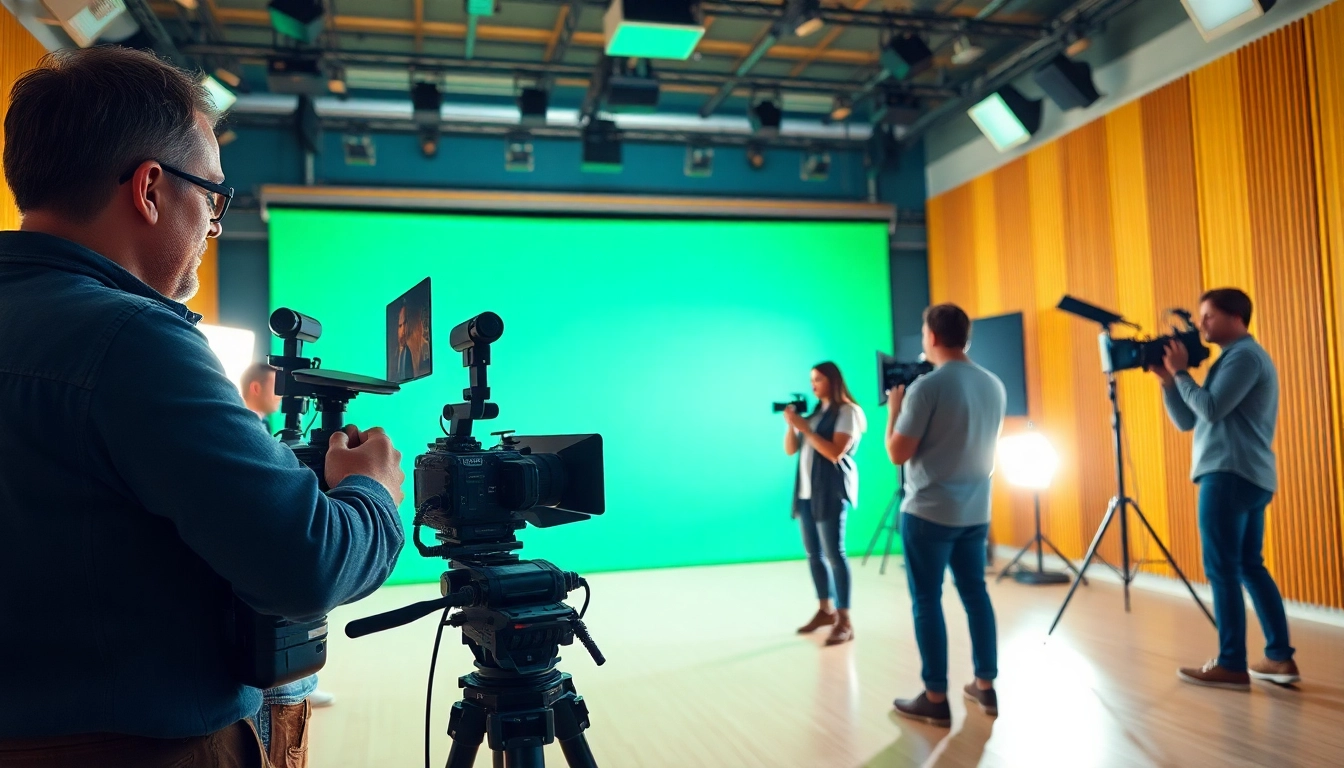 Engaging video production edmonton team collaborating in a modern studio setting.