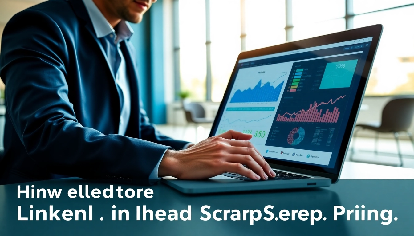 Analyze linkedin lead scraper pricing with graphs in a modern office setting