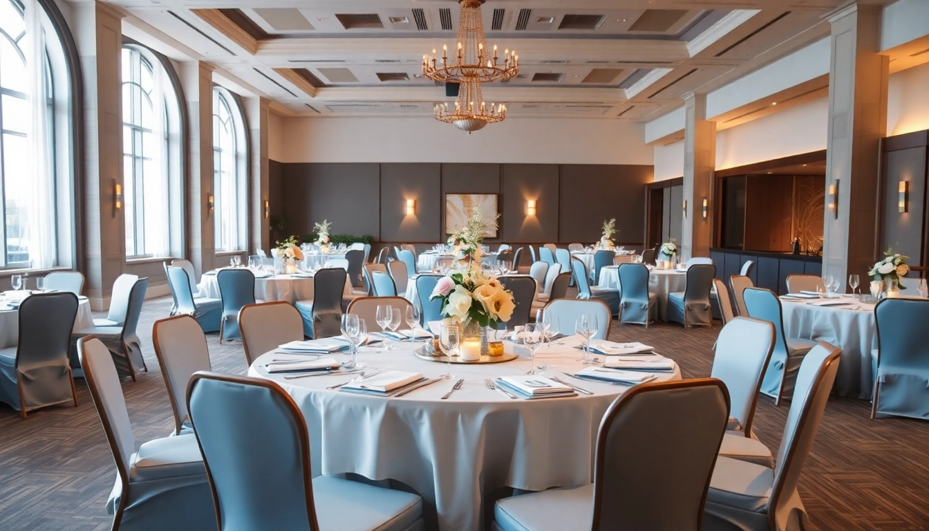 Event Furniture Rentals displayed in a beautifully arranged banquet hall with elegant decor.