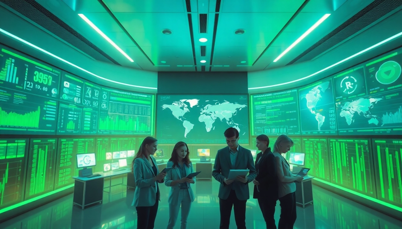 Advanced cloud mining site with AI technology and renewable energy statistics displayed.