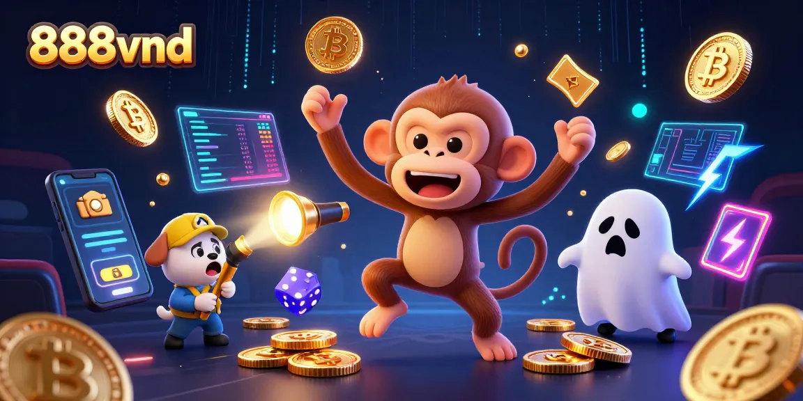 Engage in thrilling bets at 888vnd, where a playful monkey juggles coins in a lively casino.