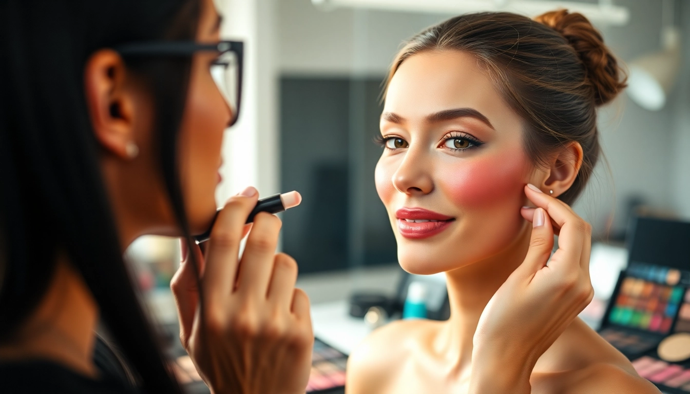 Enhance your look with the Glow Blend - a radiant makeup application process in action.