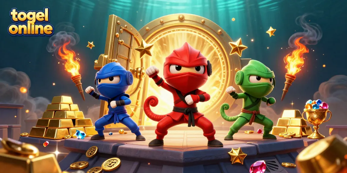 Engaging scene with ninja chameleons illustrating winning strategies in togel online gaming.