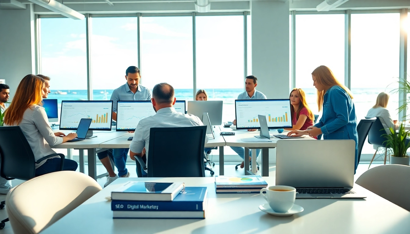 SEO Agency Clearwater team collaborating in a bright, professional office environment.
