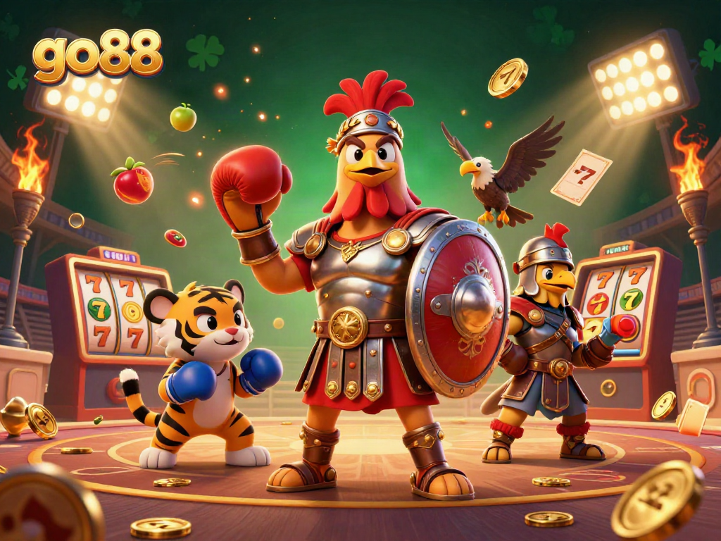 Experience the excitement of go88 with vibrant slot machines and winning symbols, capturing the thrill of online gaming.