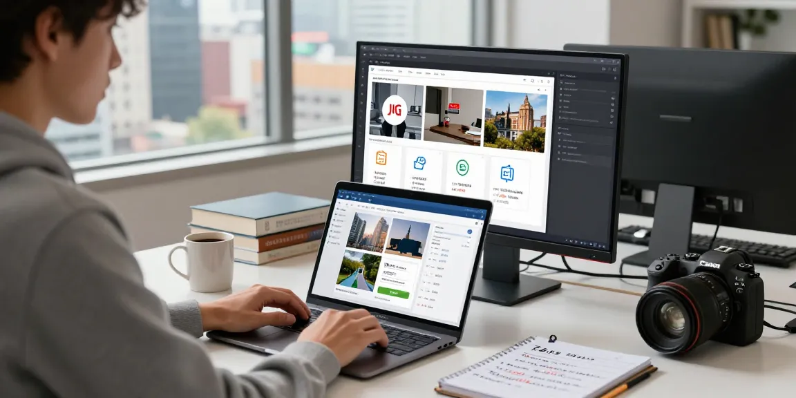 Analyst using a free AI image detector tool while reviewing uploaded images in a modern workspace.
