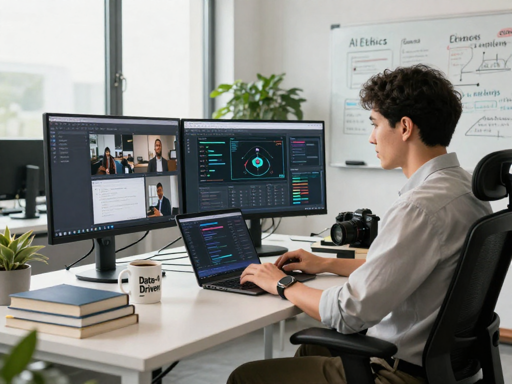 AI image detector analysis in a modern workspace showcasing real-time content moderation.