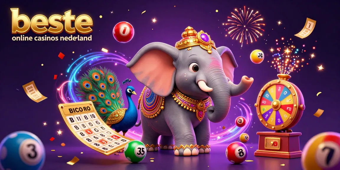 Engaging illustration showcasing the beste online casinos nederland featuring vibrant lottery elements and festive characters.