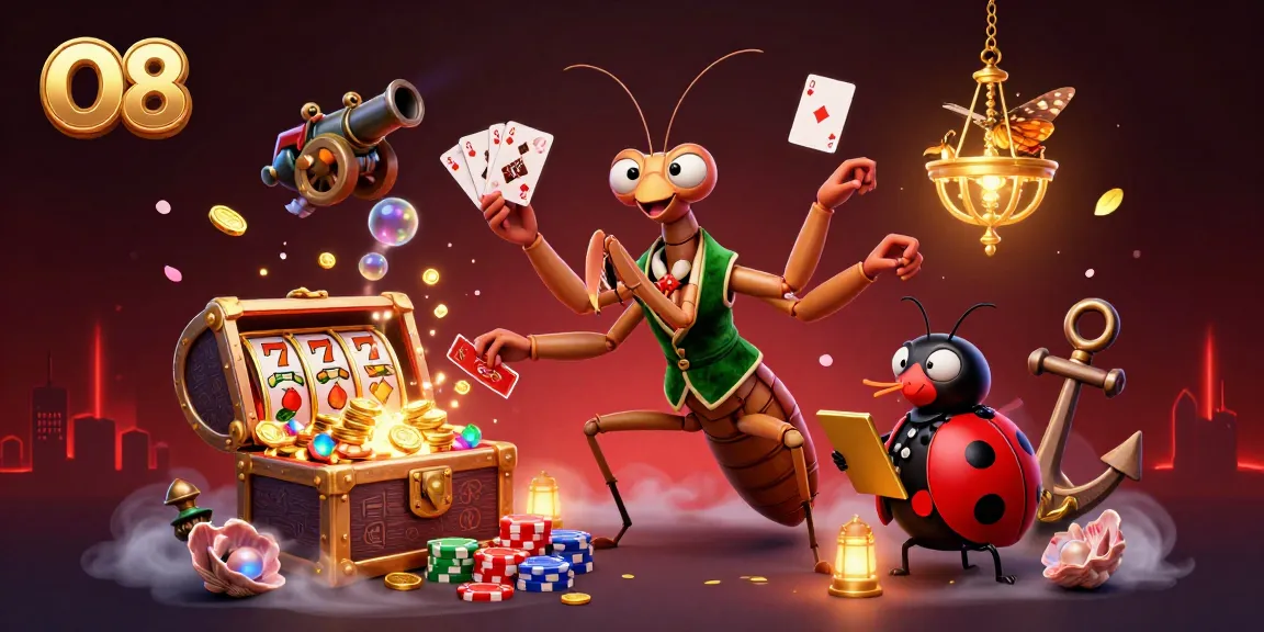 Experience thrilling gambling at O8 Casino with vibrant characters and exciting game elements