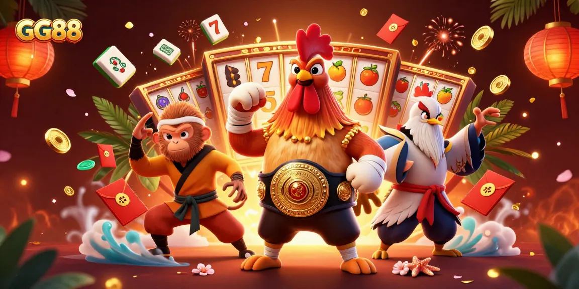 Experience exciting gaming at GG88 with vibrant characters and thrilling casino elements.