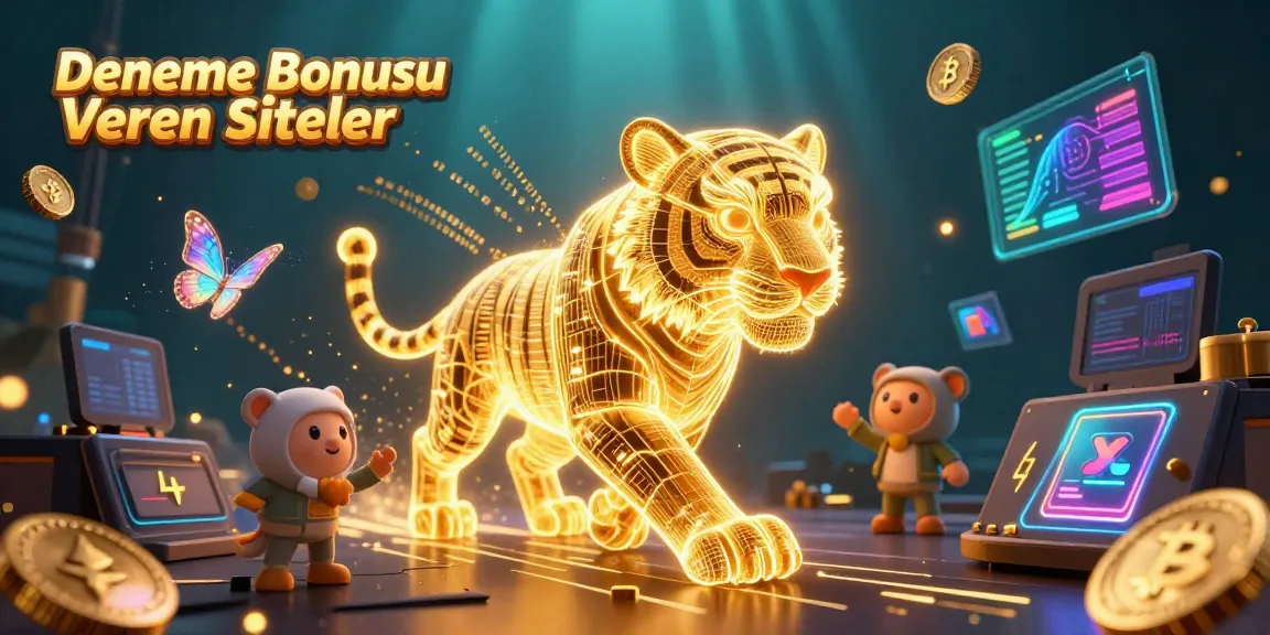 Play in the vibrant Deneme Bonusu Veren Siteler casino landscape with a glowing tiger and holographic butterflies.