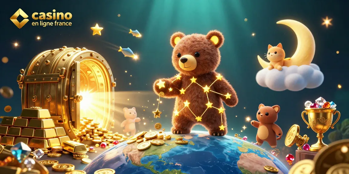 Gagnez avec le casino en ligne France grâce à une illustration 3D captivante illustrant la richesse du jeu.