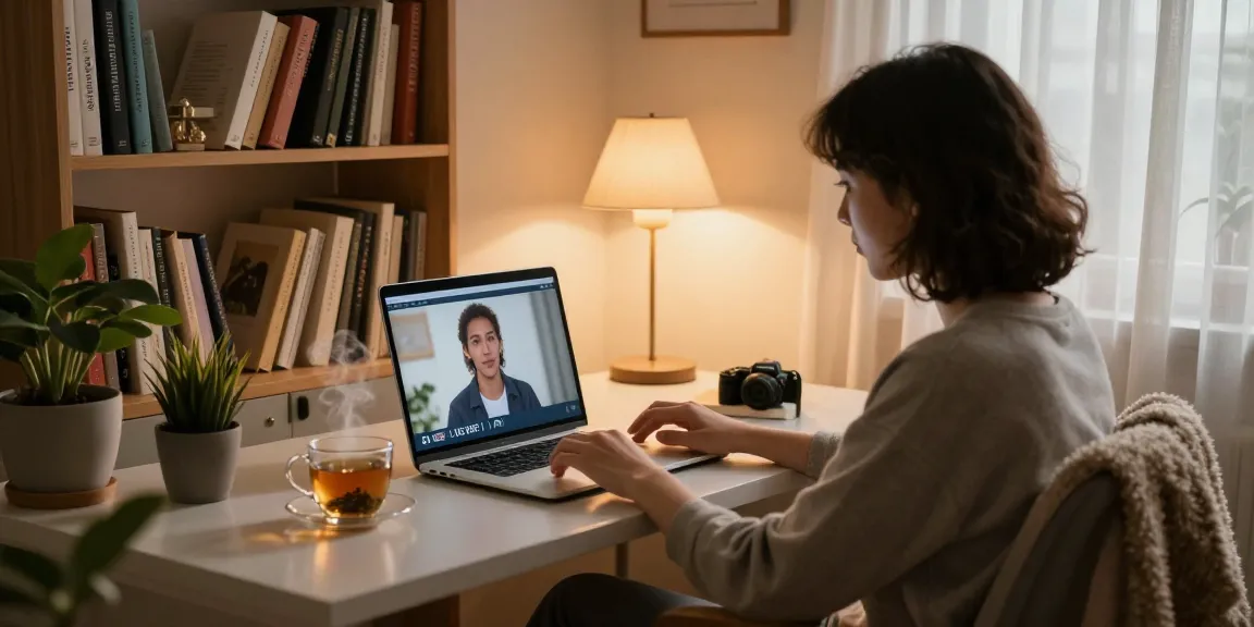 Engaging with an NSFW AI companion in a cozy home office setup