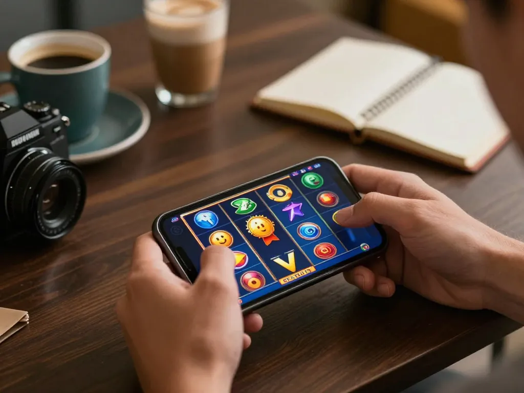 Pemain menikmati slot gacor di smartphone di rumah, menekankan kegembiraan dan strategi.