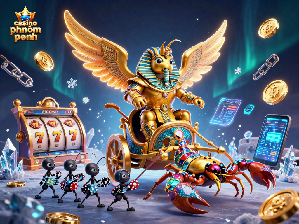 Engage in thrilling gaming at casino phnom penh with vivid 3D illustration showcasing lively casino elements.