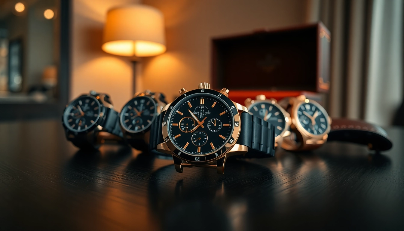 Admiring super clone watches displayed elegantly, showcasing luxury craftsmanship and design.