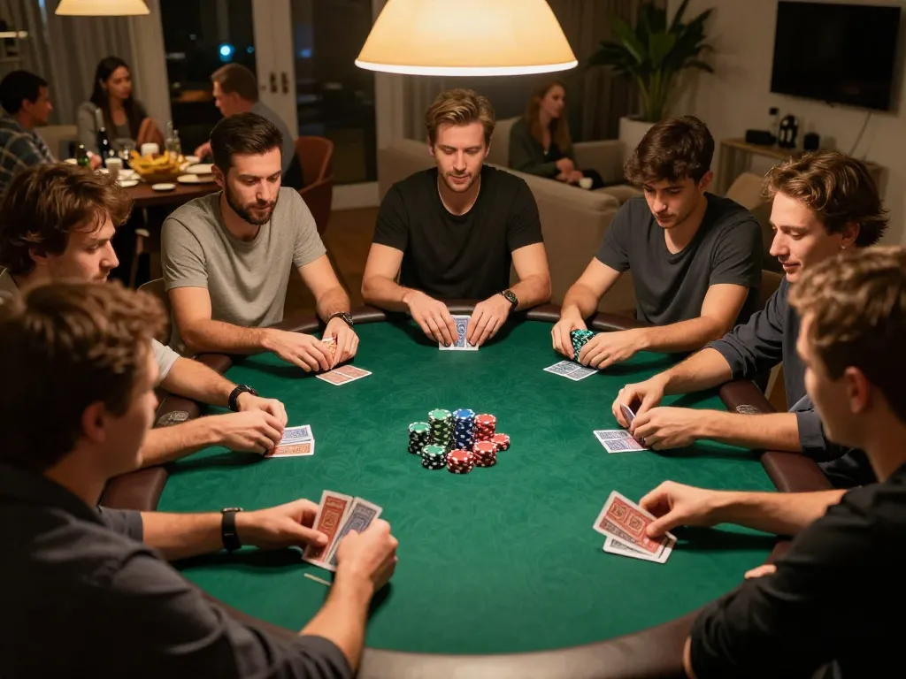 Experience thrilling kèo nhà cái action during a lively home poker night with friends