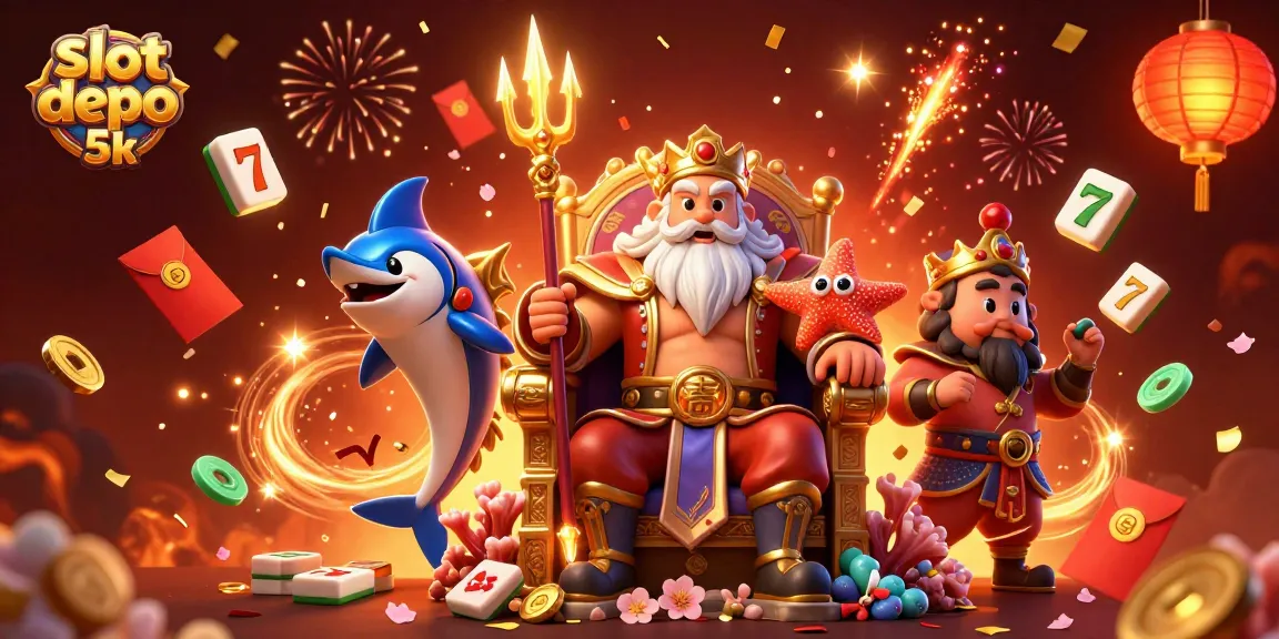 Engage with slot depo 5k in a vibrant casino scene filled with rich symbols and excitement.
