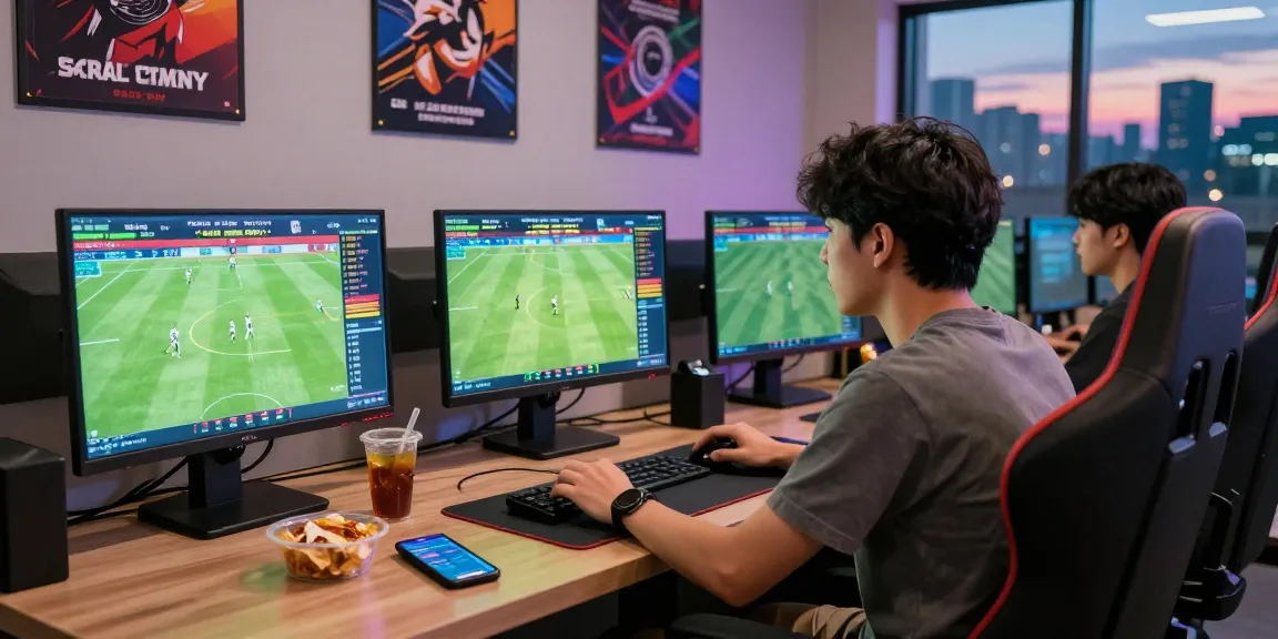 Agen Parlay Idngoal online sports betting setup with live matches and engaging atmosphere.