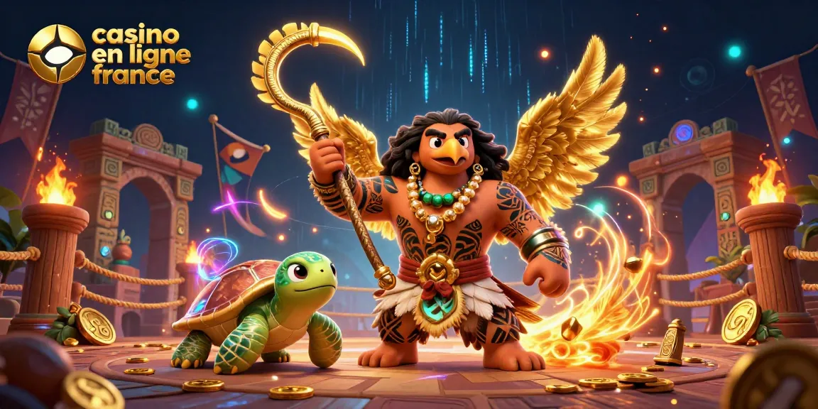 Jouez dans un casino en ligne France avec un hawk mystérieux illuminé par des tiki.