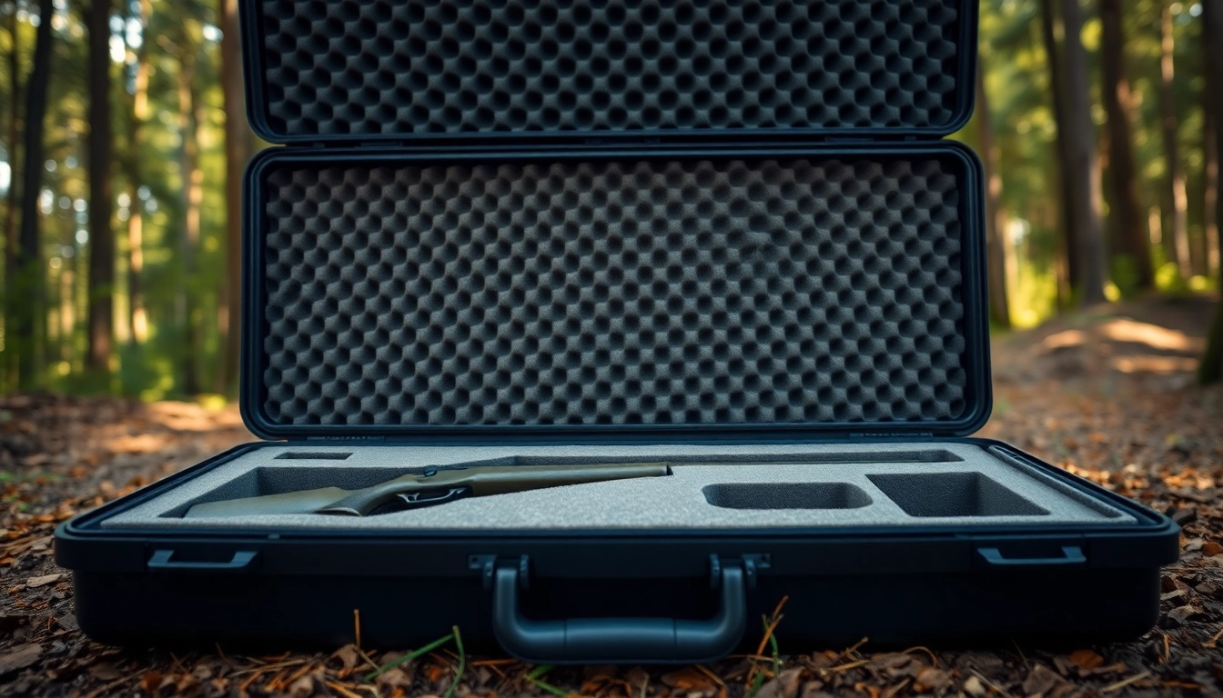Foam for rifle case with precise cutouts showcased in a serene outdoor setting.