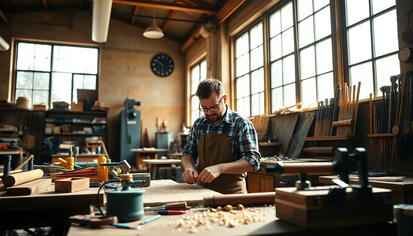 Optimierung der Webseite mit seo für handwerker, die in einem modernen Werkstattumfeld arbeiten.