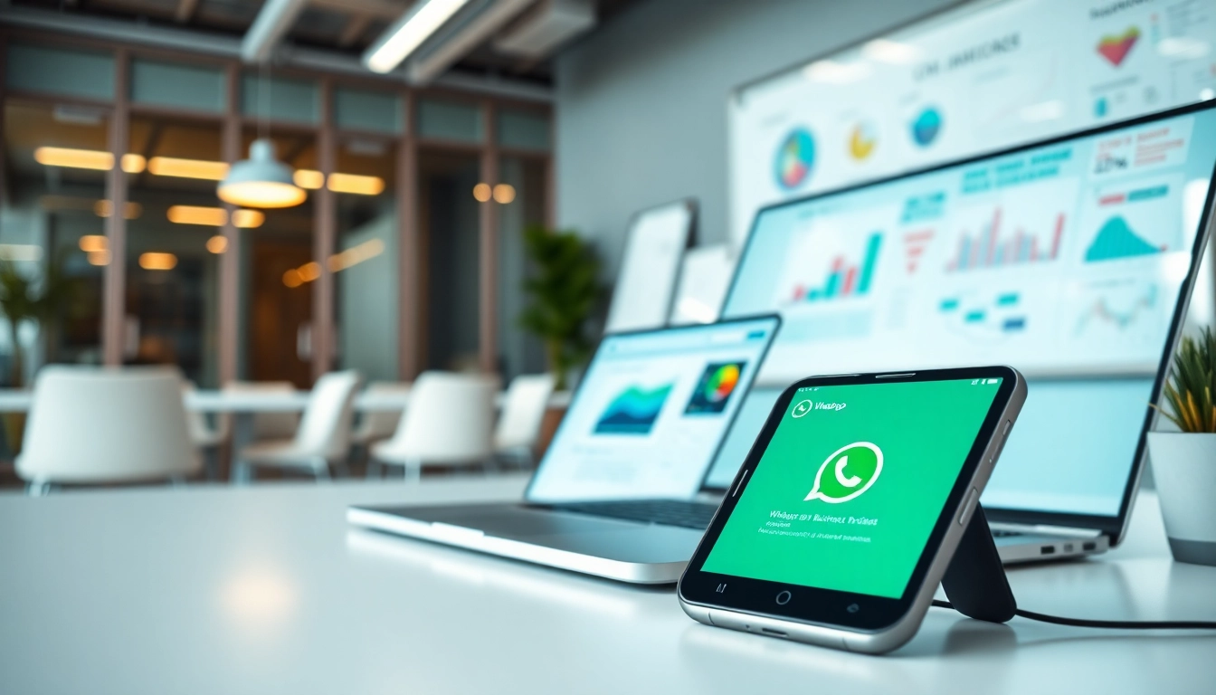 Boost your business efficiency with WhatsApp Business CRM dashboard displayed in a professional setting.