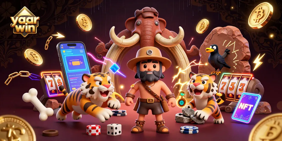 Play exciting games and win big with yaar win in this vibrant 3D casino scene.