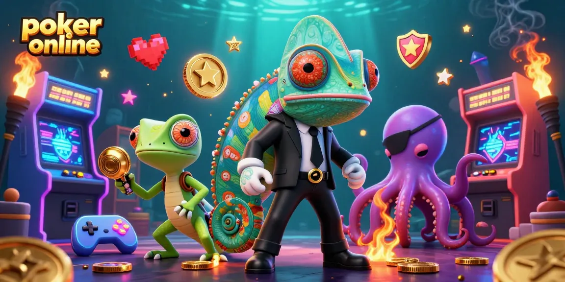 Engage in poker online excitement with colorful game elements and dynamic characters.