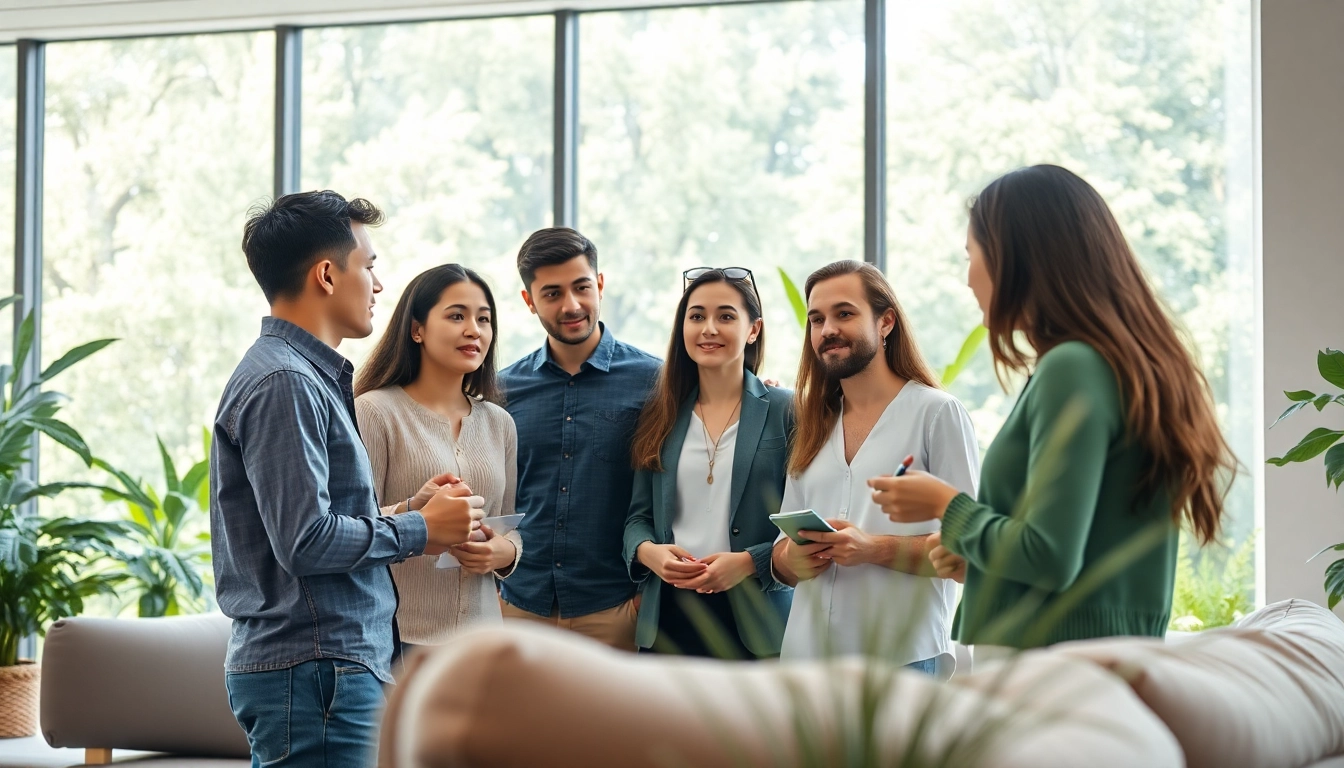 Find my true calling group brainstorming in a bright office environment with natural light.