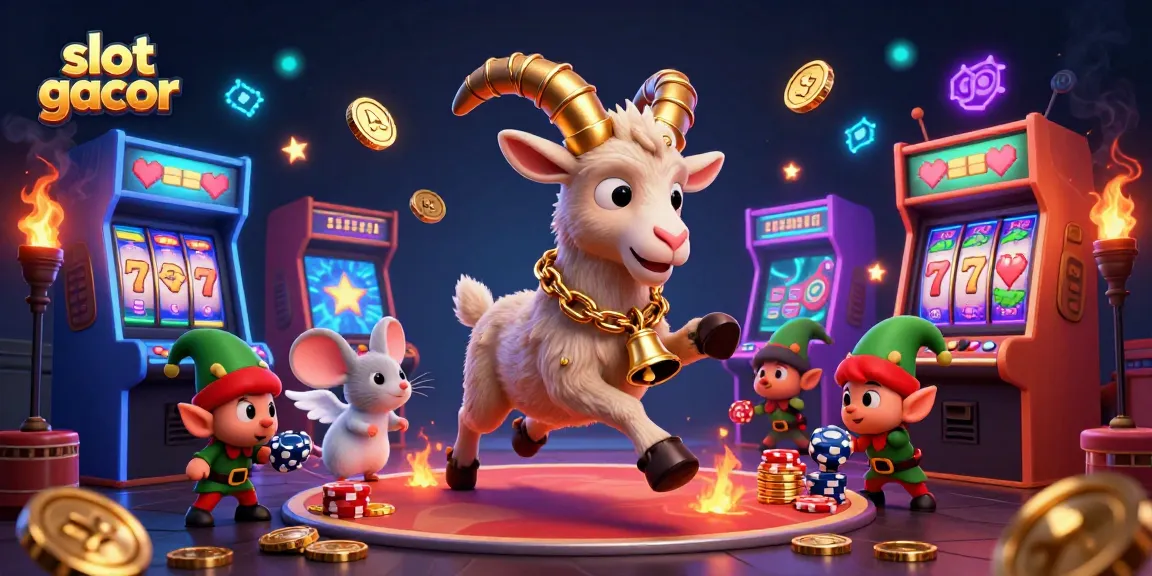 Experience thrilling wins with slot gacor in a lively, festive casino scene filled with colorful characters.