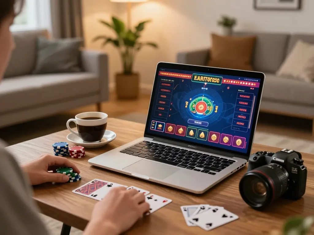 Playing casino online senza registrazione on a laptop with engaging interface and cozy atmosphere.