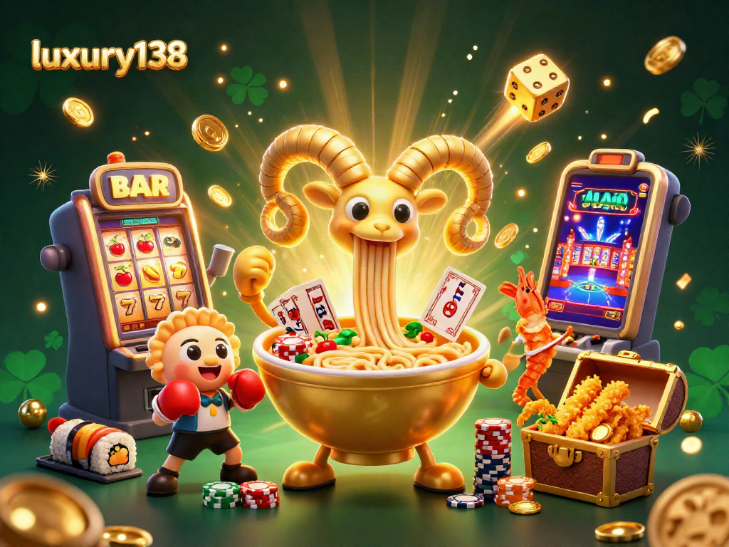 Menghadirkan pengalaman judi di luxury138 dengan karakter krupuk tempura dan ramen beraksi di dalam kasino.