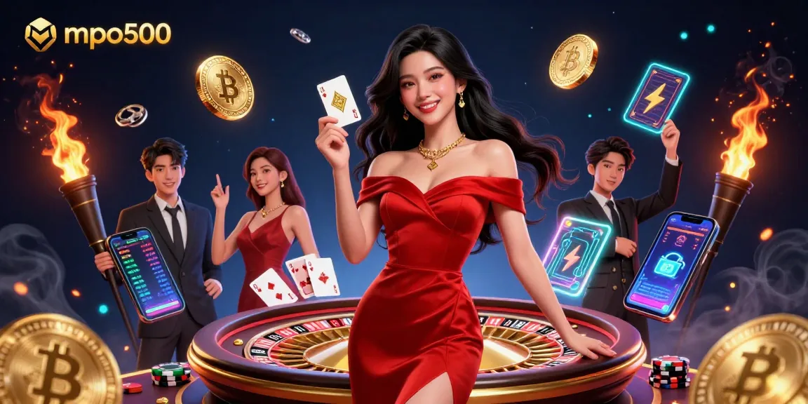 Engage in thrilling gameplay at mpo500 with a stunning gaming scene featuring roulette and vibrant casino elements.