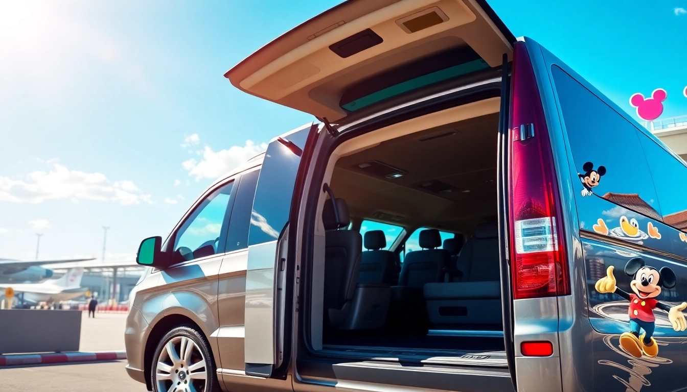 Experience a seamless Beauvais Airport to Disney Transfer in a luxurious vehicle amidst a vibrant setting.
