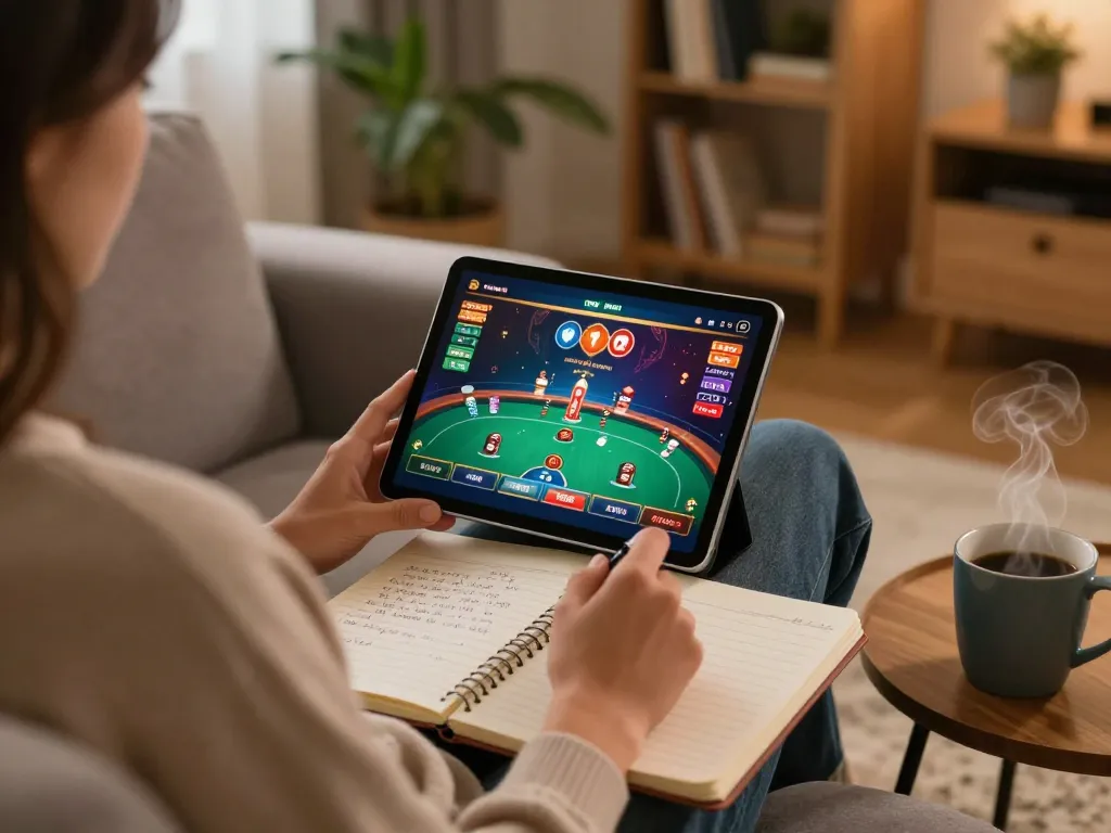 Engaging with the hidden wiki dark web through poker strategies on a tablet at home.