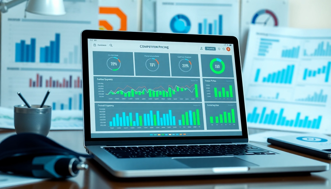 Find competitor pricing analysis on a laptop with charts and data visualizations.