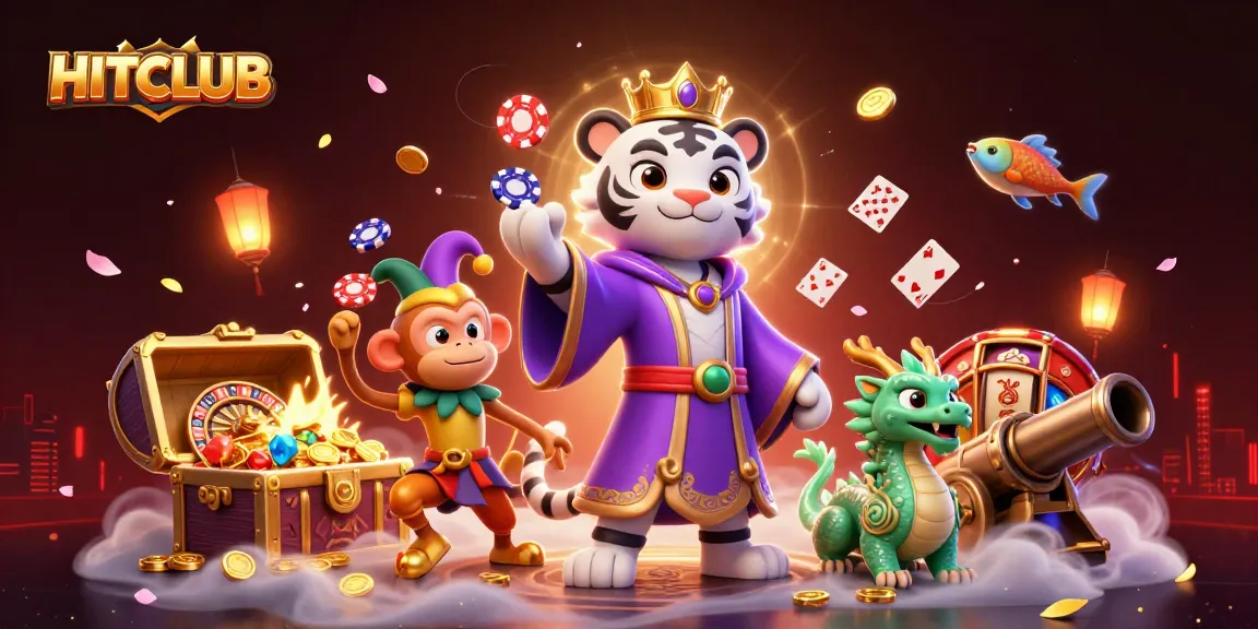 Experience the thrilling HITCLUB casino adventure with vibrant characters and dynamic gaming elements.