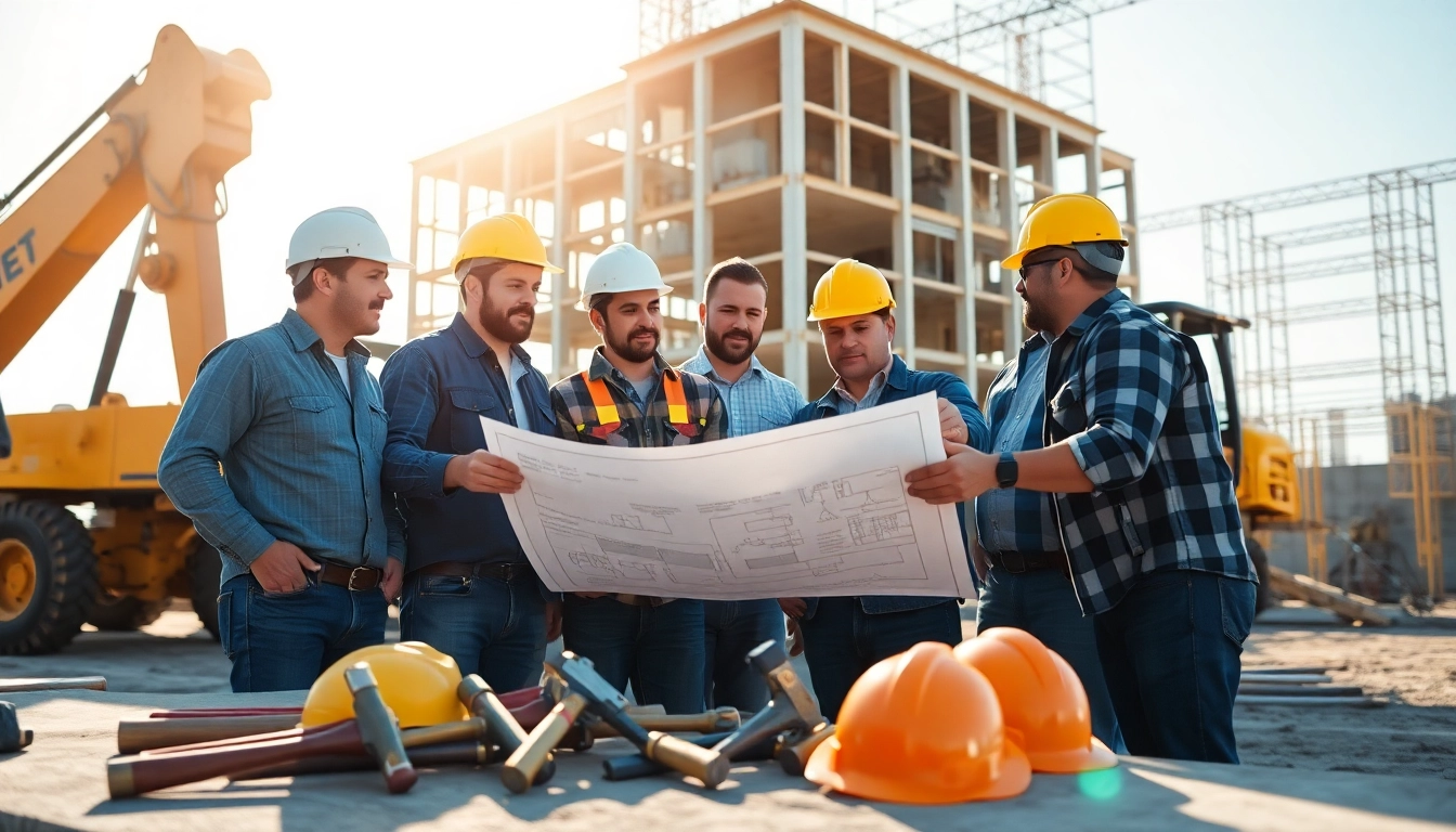 Southern California contractors association collaborating on a construction site for a new project.