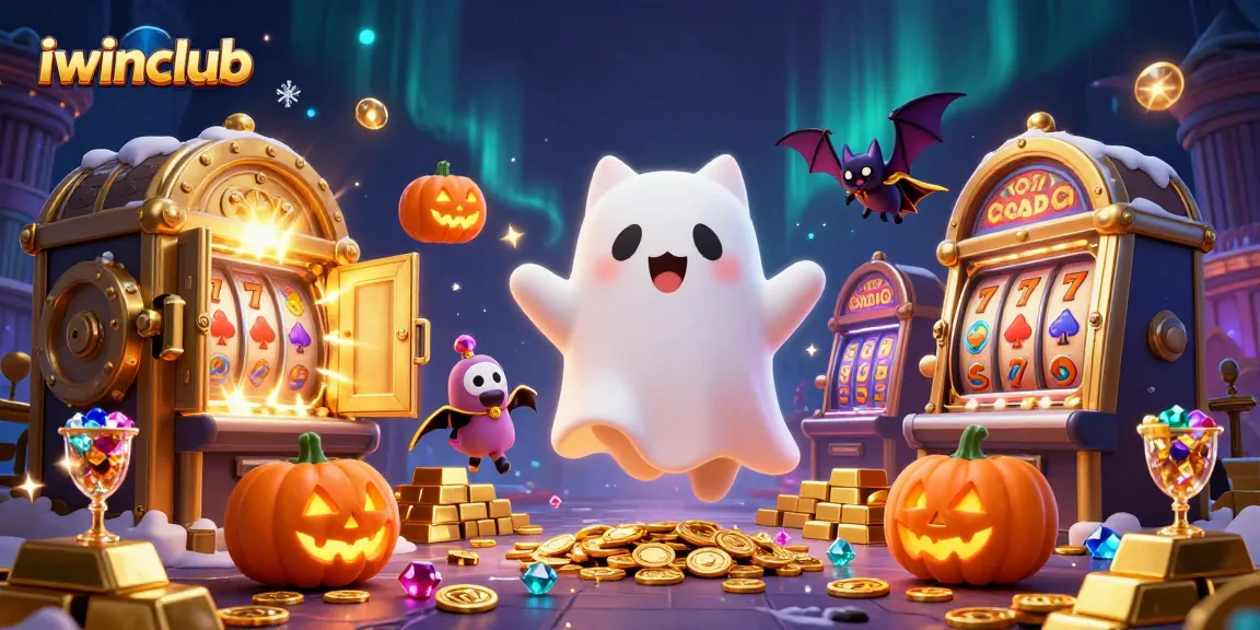 Play exciting games at iwinclub while enjoying a ghostly adventure in a haunted casino scene.