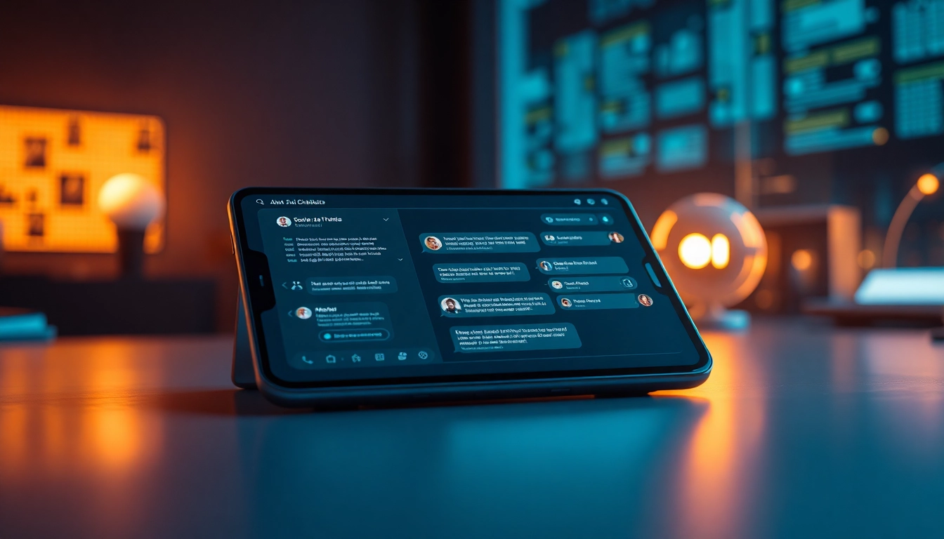 Experience engaging nsfw ai chat interactions on a sleek digital interface in a futuristic setting.