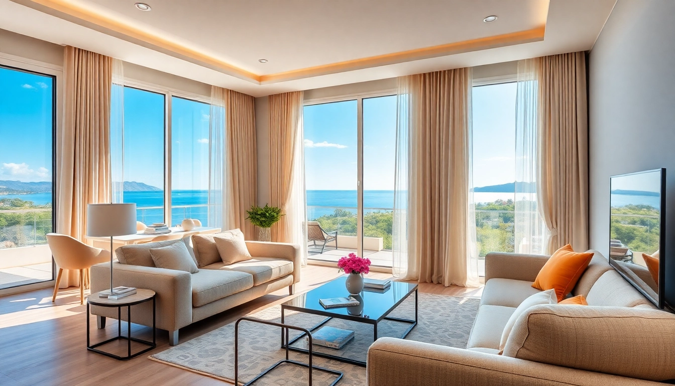 Buy apartment in Alanya with stunning sea view in beautiful living room setting.