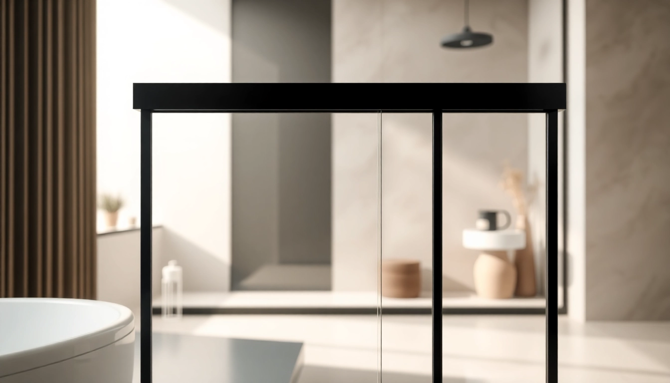 Elevate your bathroom with a modern shower door black frame showcasing sleek design and elegance.