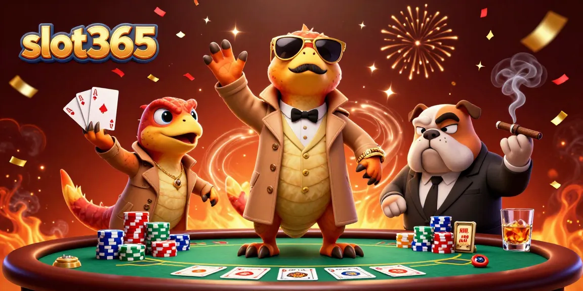 Experience thrilling gameplay at slot365 where three raptors in disguise attempt to enter a lavish casino.