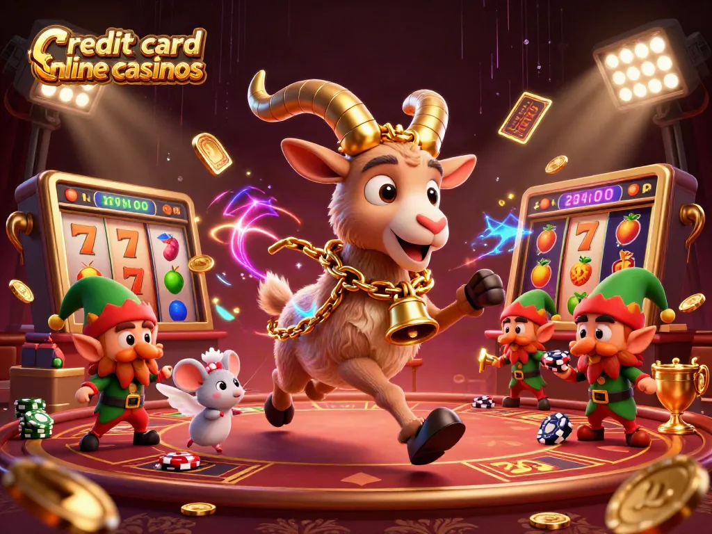 Engage with thrilling credit card online casinos showcasing festive 3D casino characters and vibrant game elements.